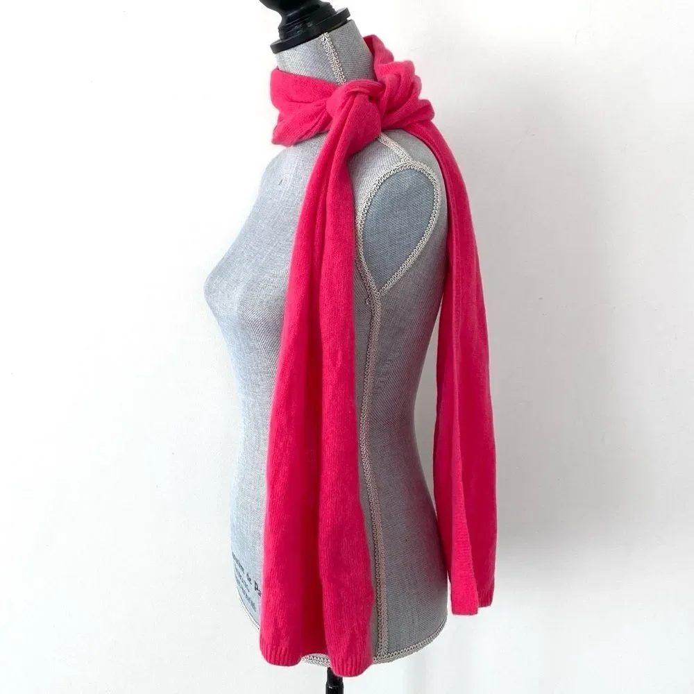 Hannah Rose Fuchsia Pink 100% Cashmere Lightweight Scarf Quiet Luxury Classic